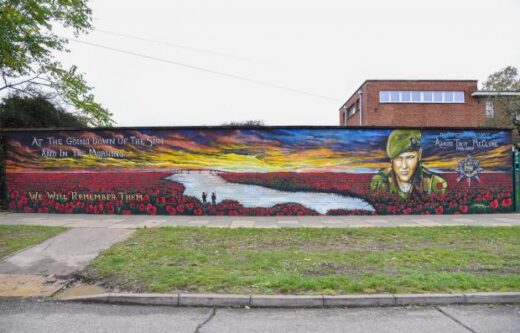 A Mural Unveiled for Private Aaron McClure who died in Afghanistan in 2007