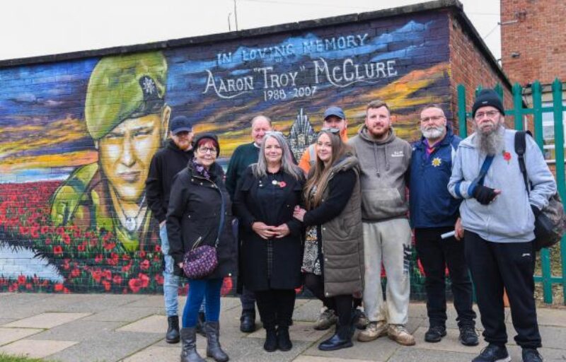 A Mural Unveiled for Private Aaron McClure who died in Afghanistan in 2007