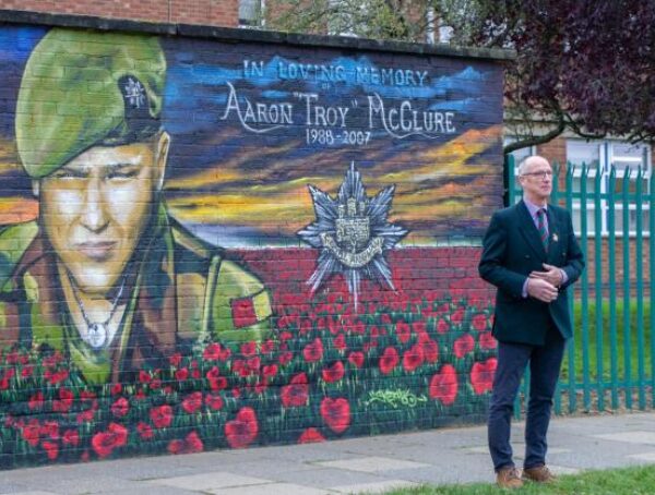 A Mural Unveiled for Private Aaron McClure who died in Afghanistan in 2007