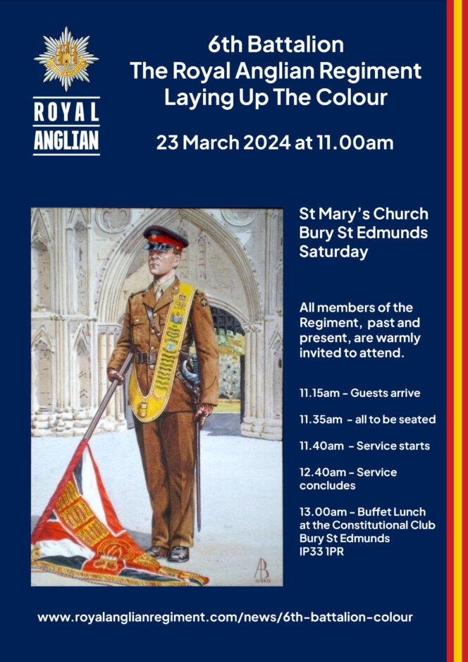 6th Battalion laying of the colour event 23 Mar 24