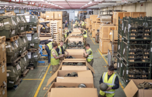 2nd Battalion Royal Anglian Regiment soldiers drafted in to pack Military Helmets for Ukraine