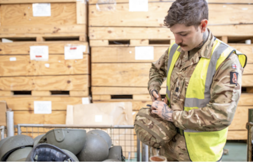 2nd Battalion Royal Anglian Regiment soldiers drafted in to pack Military Helmets for Ukraine 2nd Battalion Royal Anglian Regiment soldiers drafted in to pack Military Helmets for Ukraine