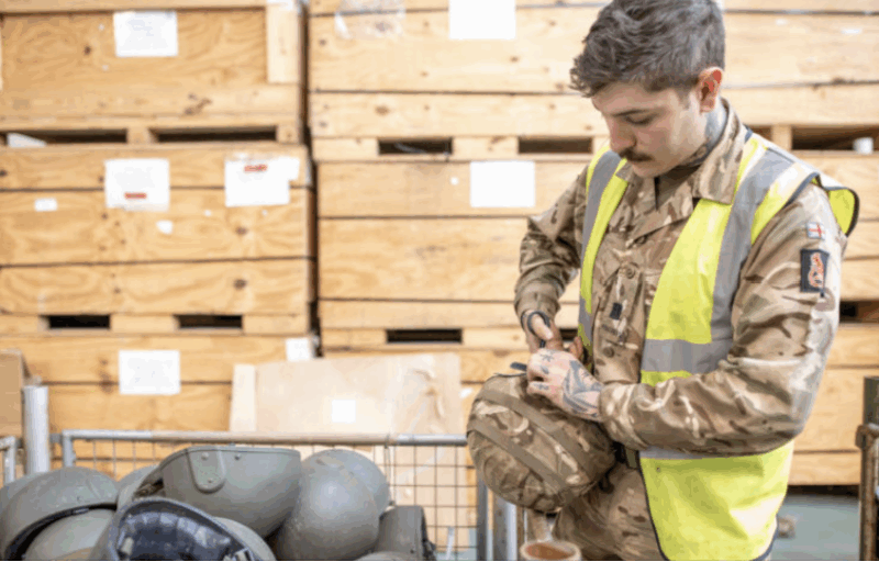 2nd Battalion Royal Anglian Regiment soldiers drafted in to pack Military Helmets for Ukraine 2nd Battalion Royal Anglian Regiment soldiers drafted in to pack Military Helmets for Ukraine