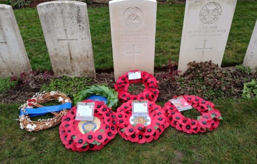 MOD’s Joint Casualty and Compassionate Centre (JCCC) identified the remains as being those of Lt Charles Stewart Cautherley, and so a rededication service with a new CWGC headstone was held at the cemetery on 21 March 2024