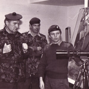 Commander Northern Ireland Lieutenant General Bob Richardson, visits the 3rd Battalion, Royal Anglian Regiment in 1983.