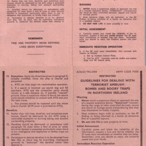 Guidelines for with terrorist ambush bombs and booby traps, Northern Ireland