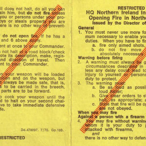 Headquarters Northern Ireland instructions for opening fire in 1970