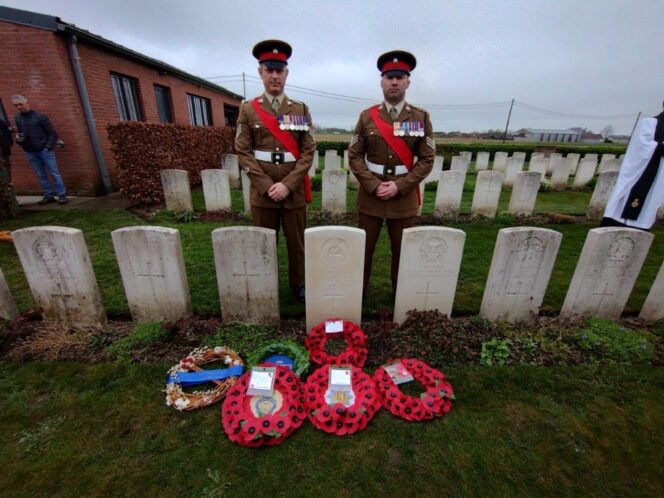 MOD’s Joint Casualty and Compassionate Centre (JCCC) identified the remains as being those of Lt Charles Stewart Cautherley, and so a rededication service with a new CWGC headstone was held at the cemetery on 21 March 2024