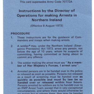 Instructions by the director of operations for making arrests in Northern Ireland.