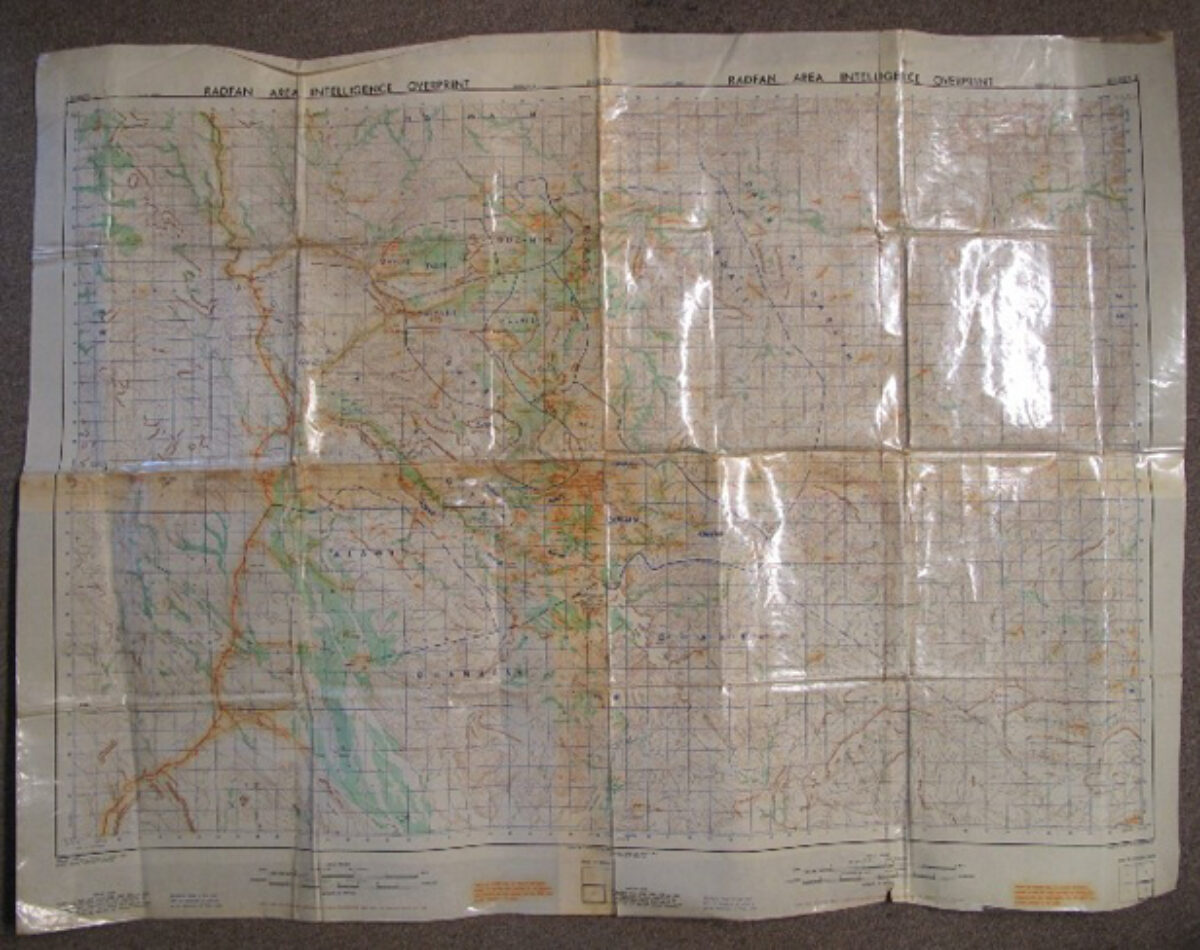 Laminated map of Radfan area, Aden Laminated map of Radfan area, Aden