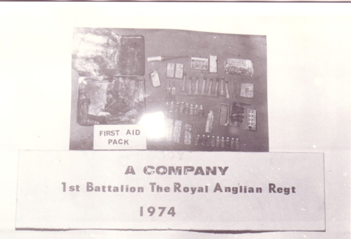 Weapons confiscated in Northern Ireland by A Company 1st Battalion, Royal Anglian Regiment in 1974. Weapons confiscated in Northern Ireland by A Company 1st Battalion, Royal Anglian Regiment in 1974.
