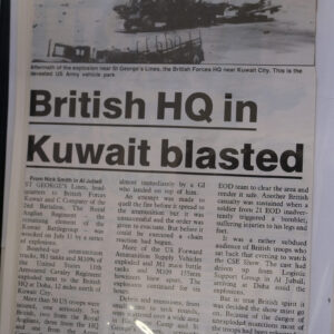 2nd Battalion Royal Anglian Gulf War 1991 British HQ in Kuwait Blasted news cutting