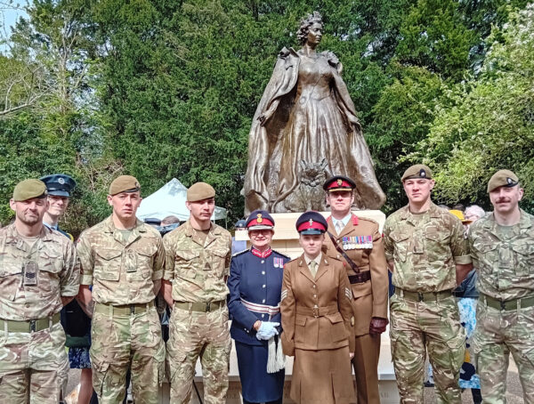 A contingent from C (Essex) Company, 1st Battalion, Royal Anglian Regiment supported the unveiling of a statue of the late Queen Elizabeth II in Rutland