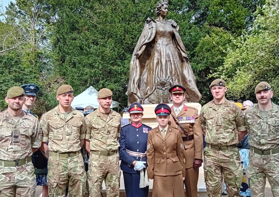 A contingent from C (Essex) Company, 1st Battalion, Royal Anglian Regiment supported the unveiling of a statue of the late Queen Elizabeth II in Rutland