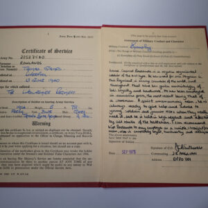 Army record book Lance Corporal Thomas James Rowland Royal Anglian Regiment