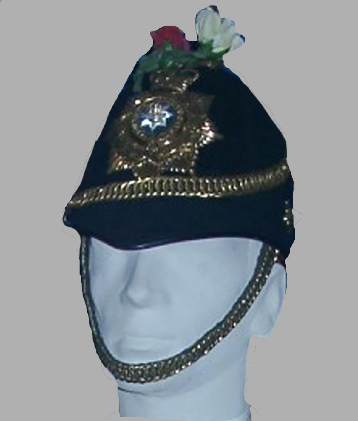 Blue Ceremonial helmet with two chin chains and Royal Anglian helmet plate