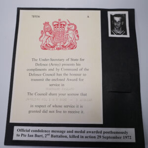 Private I S D Burt citation - Killed in action 29 Sept 1992