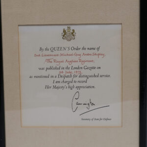 2nd Lieutenant Shipley Despatch for Distinguished Service 24 July 1973 2nd Lieutenant Shipley Despatch for Distinguished Service 24 July 1973