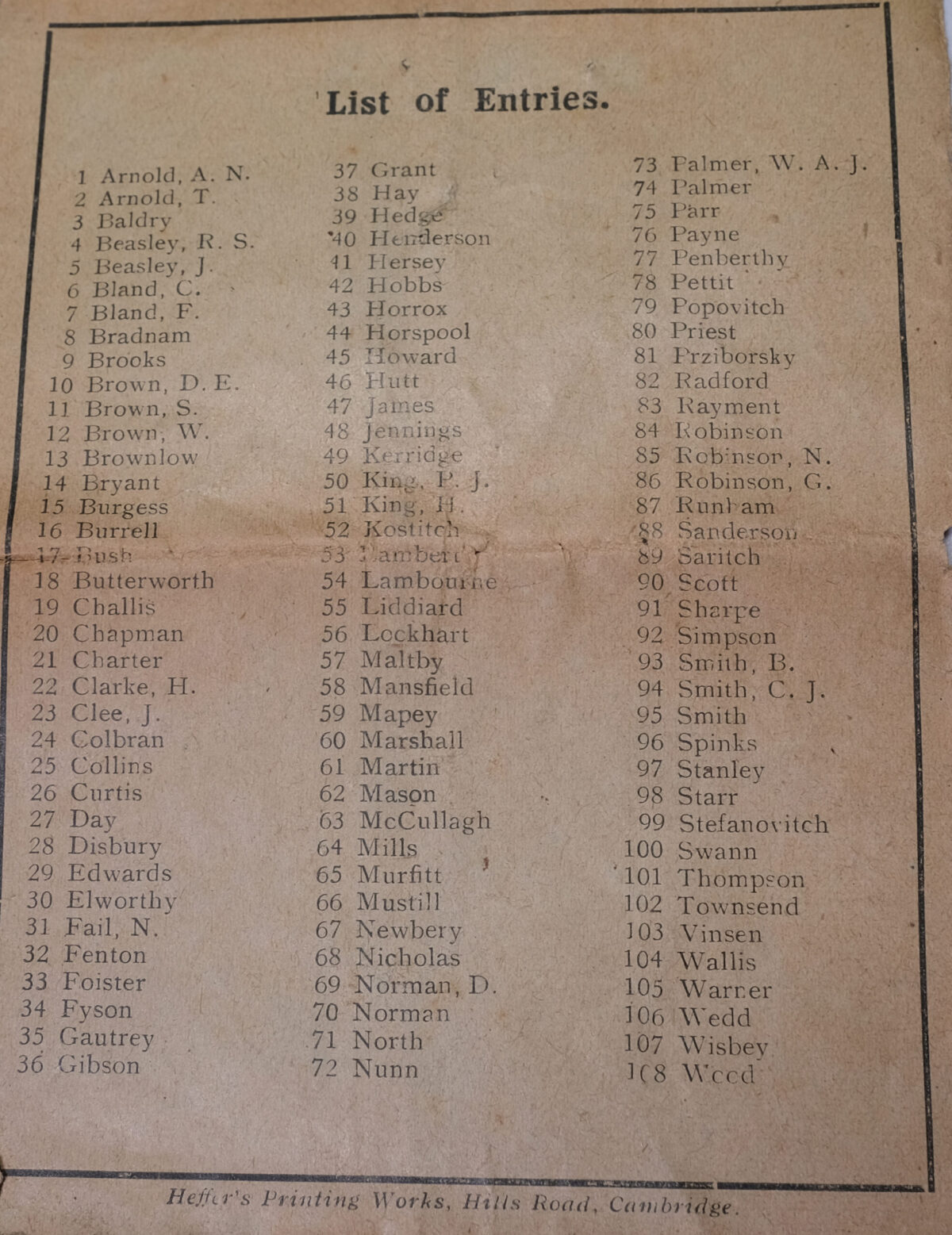 Cambridge and County School for Boys Sports Programme 2 May 1918 Cambridge and County School for Boys Sports Programme 2 May 1918