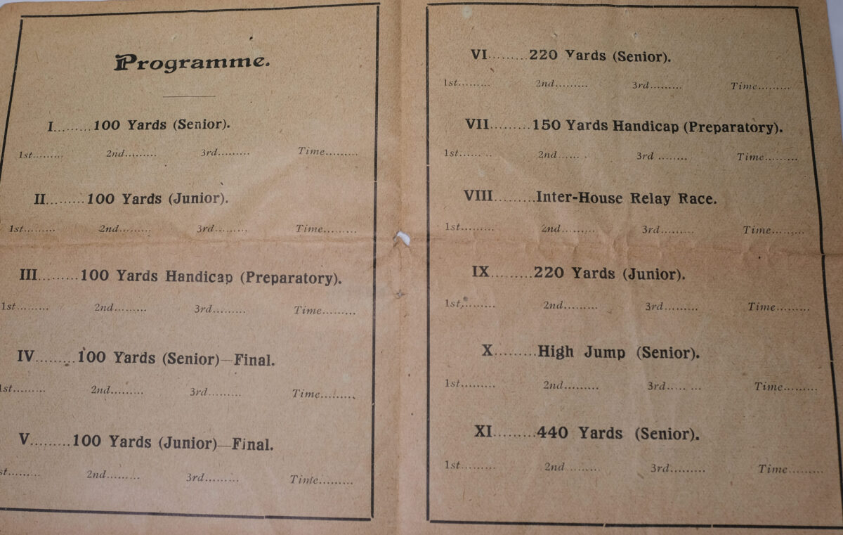 Cambridge and County School for Boys Sports Programme 2 May 1918