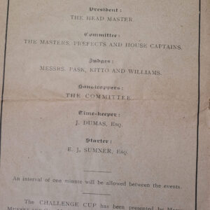 Cambridge and County School for Boys Sports Programme 2 May 1918