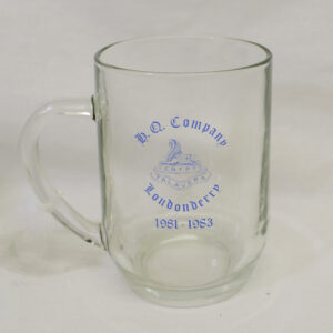 Royal Anglian Londonderry tour 1981-1983 Glass Mug. Marked HQ Company Talavera Egypt.