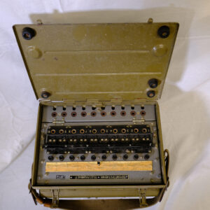 This was captured from the Iraqi army and is a Russian made telephone exchange system. It has 10 connectors for the field telephone system. KUWAIT, 1991