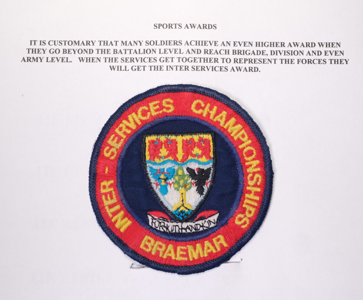 Sports Awards cloth badge - Inter Services Championships Braemar