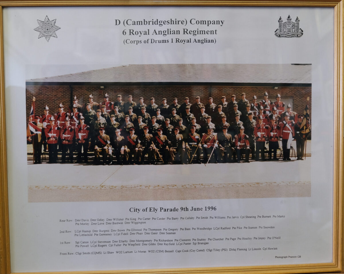 D (Cambridgeshire) Company 6 Royal Anglian Regiment and Corps of Drums June 1996.