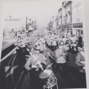 3rd Battalion (Pompadours) Royal Anglian Regiment 1980s photographs, from a donated photo album. Band and Drums on parade
