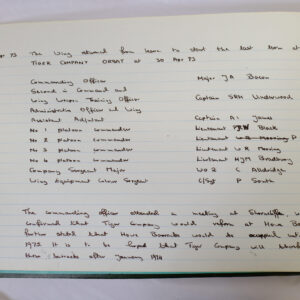 4th Battalion Royal Anglian Regiment Battalion log book from 1973