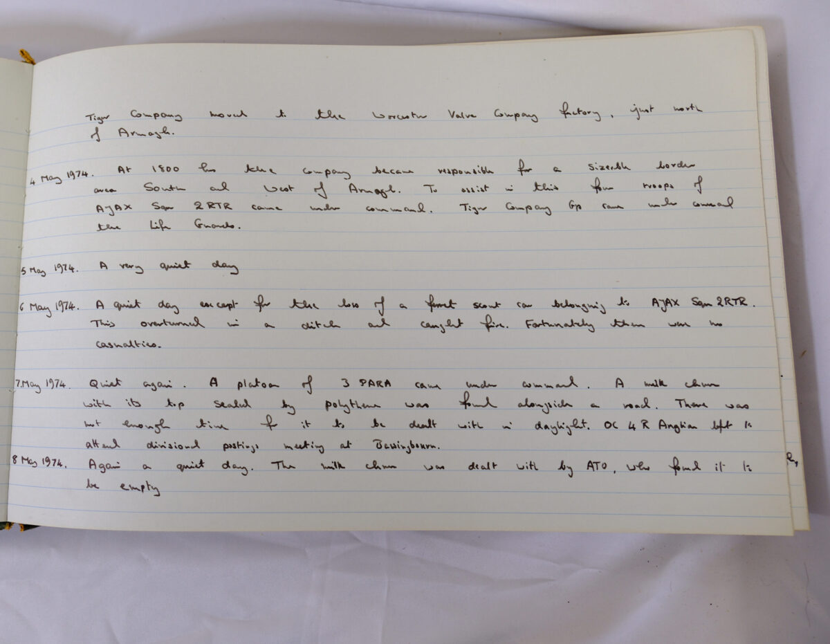 4th Battalion Royal Anglian Regiment Battalion log book from 1973 4th Battalion Royal Anglian Regiment Battalion log book from 1973