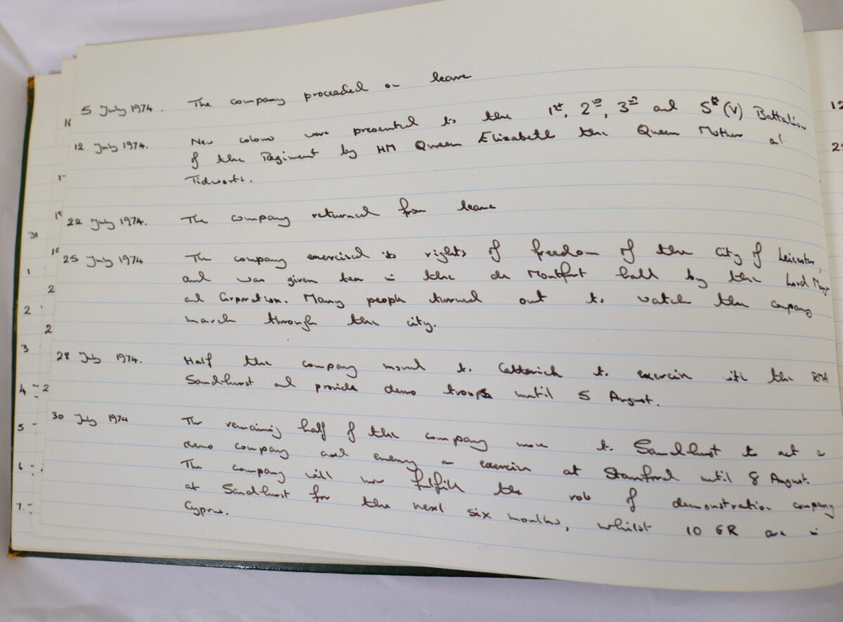 4th Battalion Royal Anglian Regiment Battalion log book from 1973 4th Battalion Royal Anglian Regiment Battalion log book from 1973
