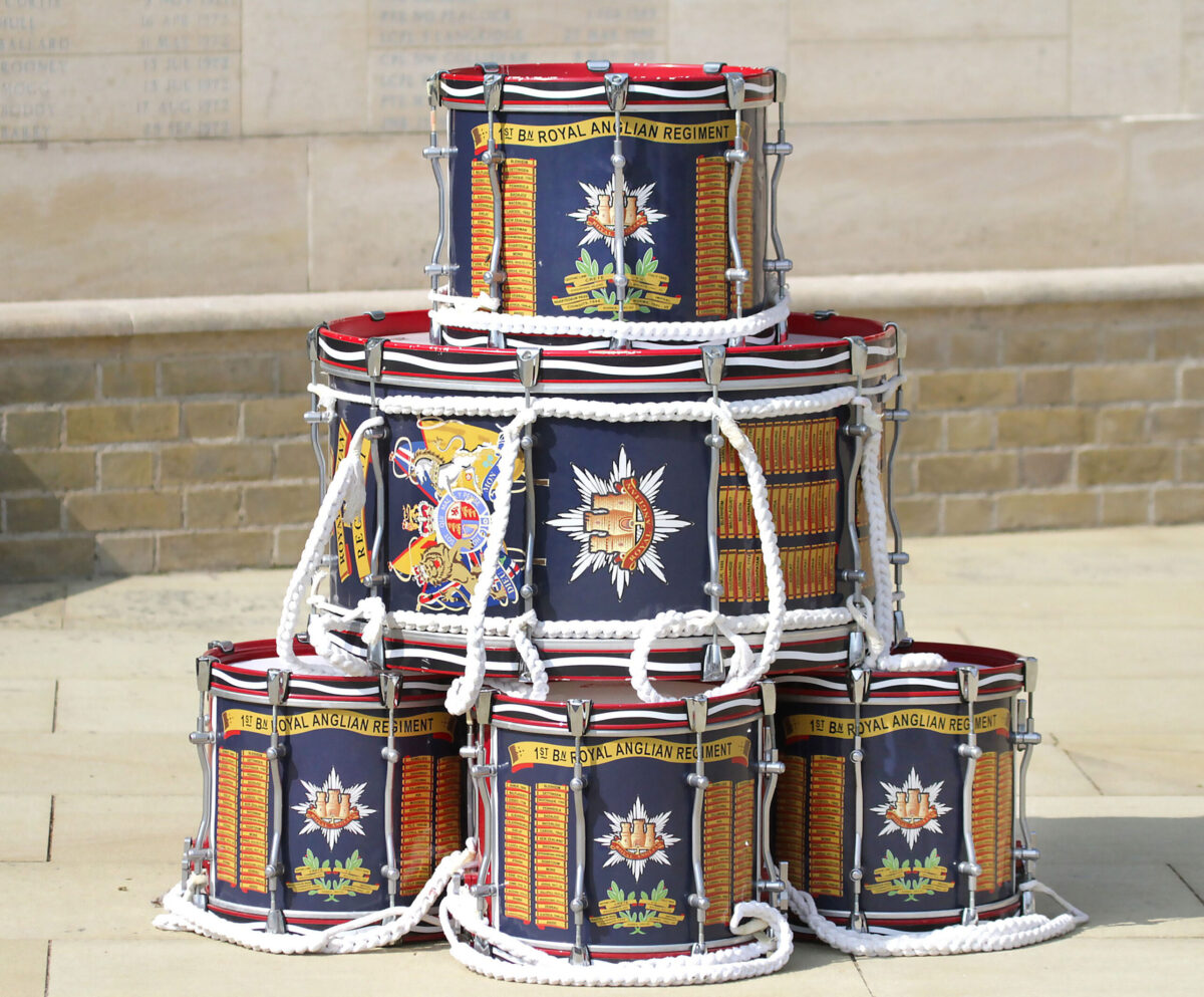Royal Anglian Regiment drum stack at the 60th Anniversary Royal Anglian Regiment drum stack at the 60th Anniversary