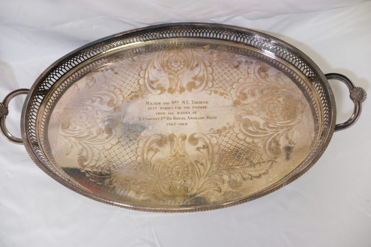 Silver tray 1st Battalion Royal Anglian Regiment 1967-69 Silver tray 1st Battalion Royal Anglian Regiment 1967-69