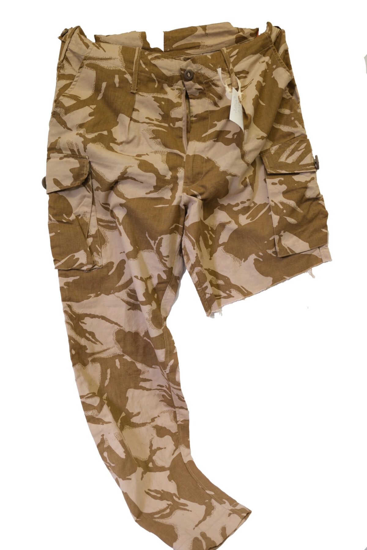 British Military DPM Combat trousers with one leg cut away