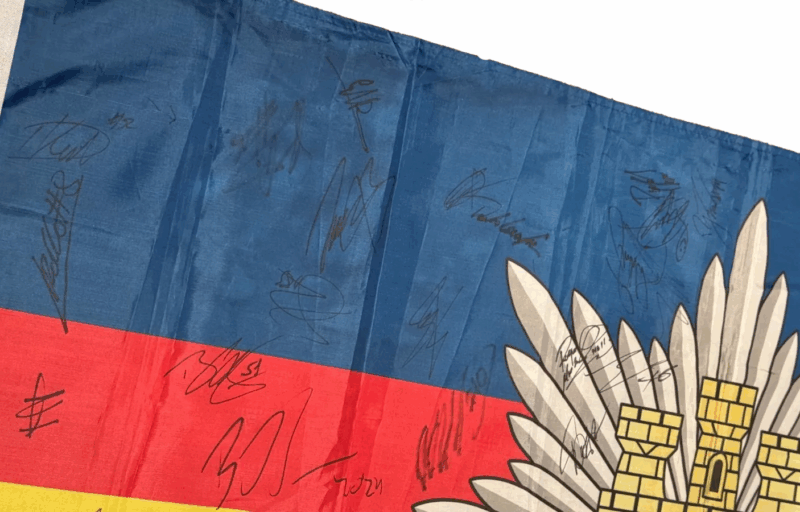 Royal Anglian Regiment Flag signed by famous people Royal Anglian Regiment Flag signed by famous people