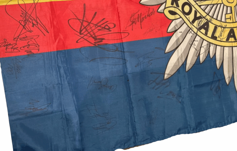 Royal Anglian Regiment Flag signed by famous people Royal Anglian Regiment Flag signed by famous people