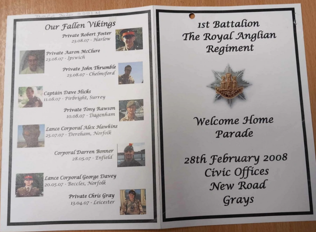 Royal Anglian Museum - 1st Battalion home coming parade programme 28 Feb 2008 Royal Anglian Museum - 1st Battalion home coming parade programme 28 Feb 2008