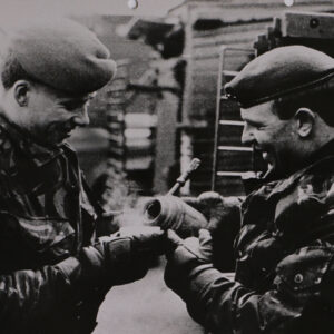 2nd Battalion (The Poachers) Royal Anglian Regiment Northern Ireland Circ 1982 drinking a hot drink from a flask. 2nd Battalion (The Poachers) Royal Anglian Regiment Northern Ireland Circ 1982 drinking a hot drink from a flask.