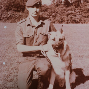 Royal Anglian Regiment soldier with a military dog