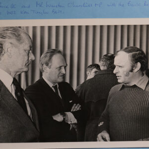 Mr Anthony Buck QC and Mr Winston Churchill MP and WO2 Ken Taylor BEM 1981 Fort George