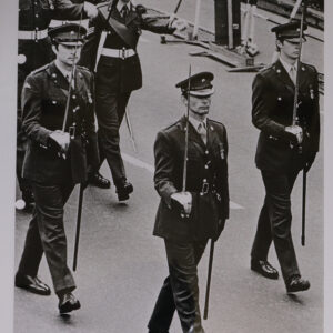 Major Mike Driscoll leads a parade with Lt Pepperall and Lt Webster, 2nd Battalion, Royal Anglian Regiment. Major Mike Driscoll leads a parade with Lt Pepperall and Lt Webster, 2nd Battalion, Royal Anglian Regiment.