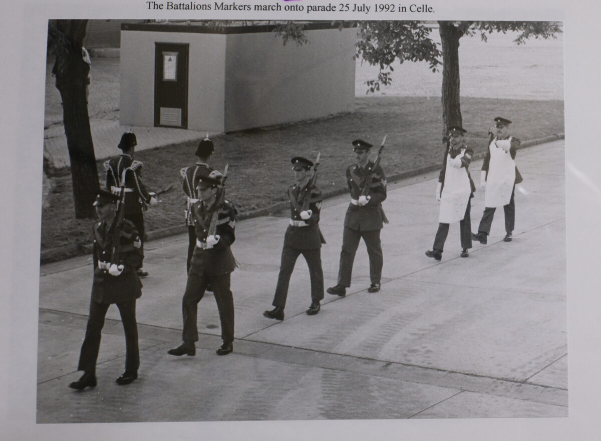 Pioneer Sergeants 2nd Battalion Royal Anglian Regiment on parade. The last parade as the old Poachers Battalion.