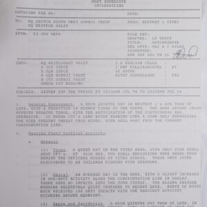 UN Protection Force BRITBAT VITEZ Sitrep Military Force Summary document 1994