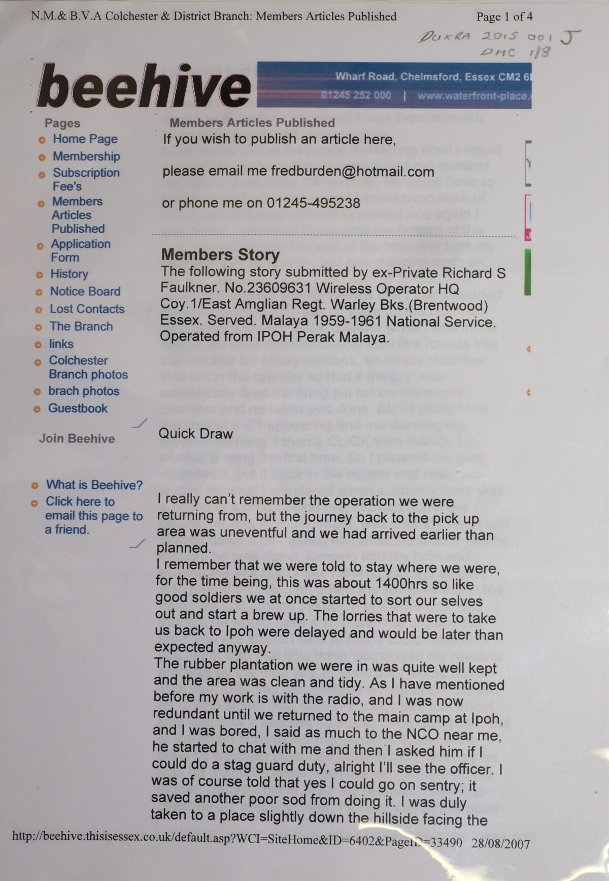 Beehive Newsletter N.M & BVA Colchester & District Branch Beehive Newsletter N.M & BVA Colchester & District Branch