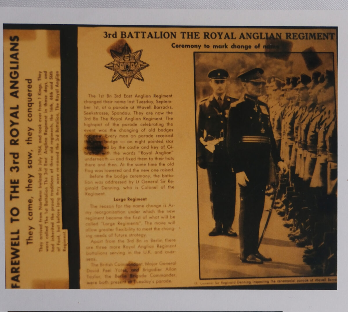 East Anglian Regiment change to Royal Anglian Regiment East Anglian Regiment change to Royal Anglian Regiment