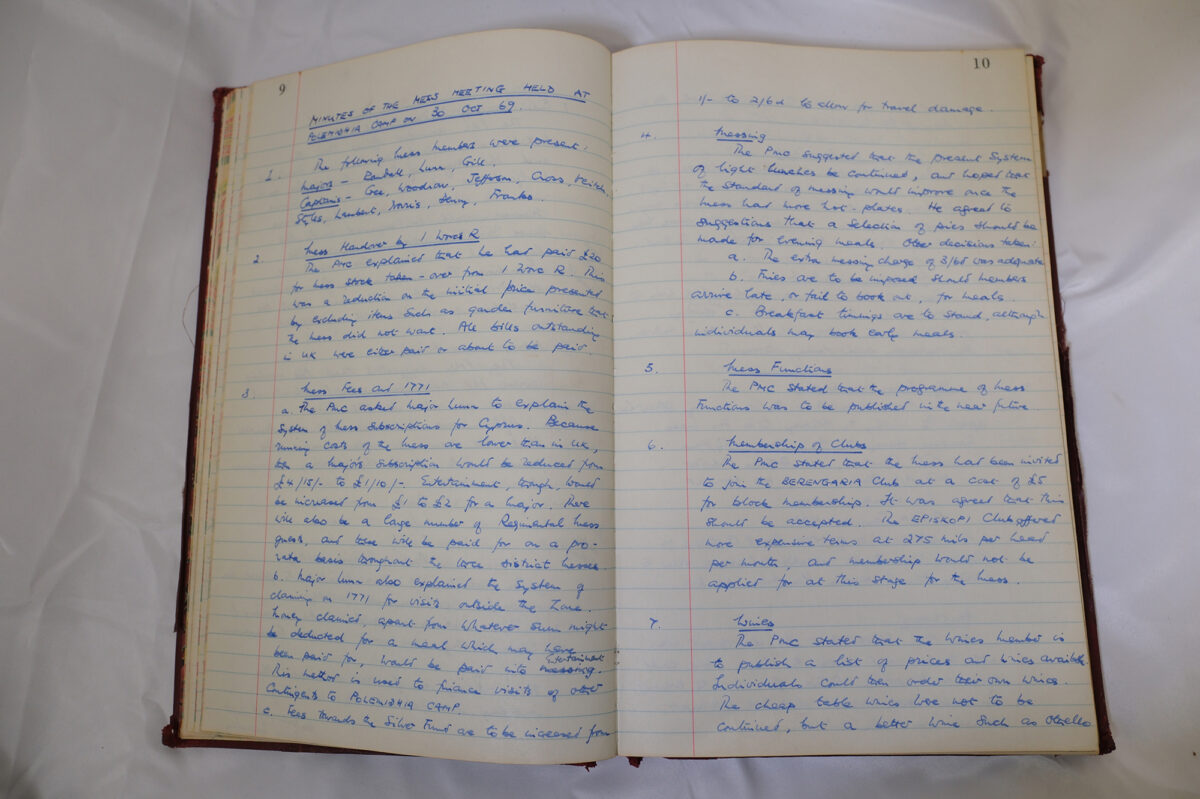 Minutes book from Royal Anglian Regiment Officers Mess Minutes book from Royal Anglian Regiment Officers Mess