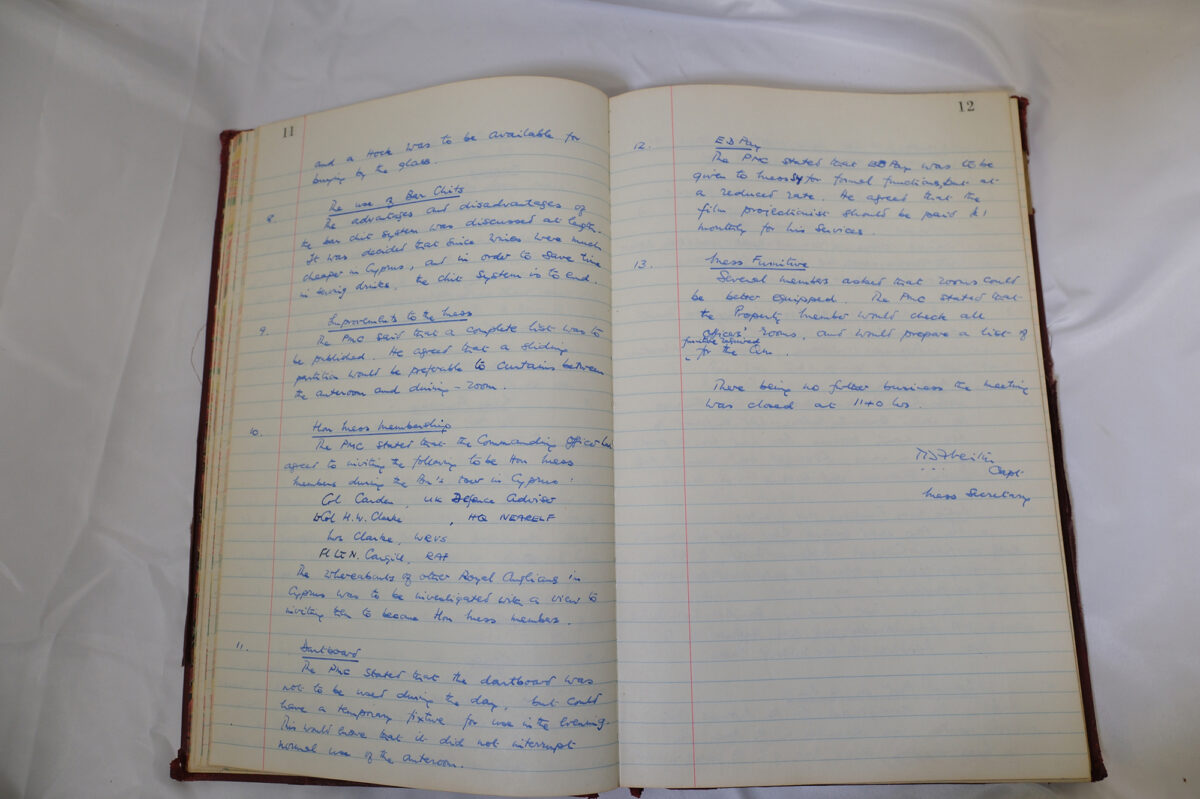 Minutes book from Royal Anglian Regiment Officers Mess Minutes book from Royal Anglian Regiment Officers Mess