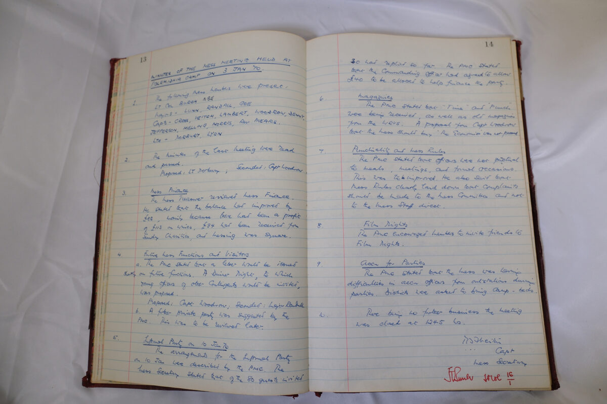 Minutes book from Royal Anglian Regiment Officers Mess Minutes book from Royal Anglian Regiment Officers Mess